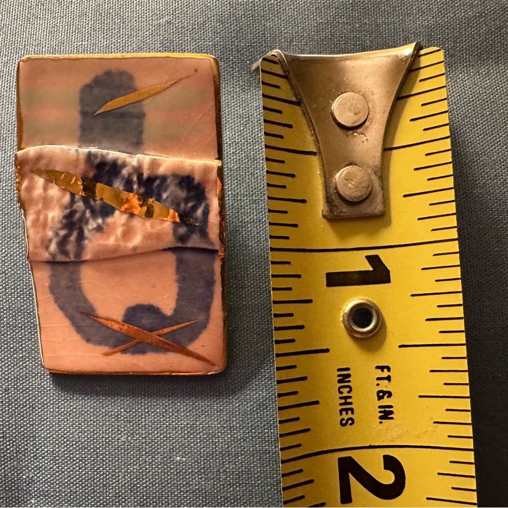 Vintage Handmade Rectangle Abstract Pink Blue Gol… - image 3